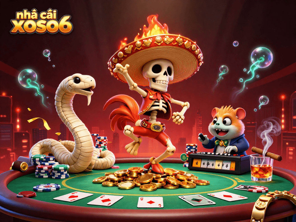 Engage with exciting games at nhà cái xoso66 while enjoying vibrant casino elements in a colorful scene.