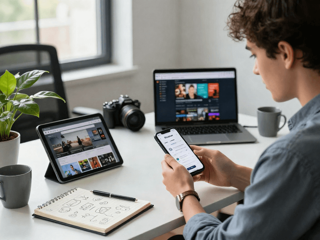 Pikashow apk showcased on a smartphone in a modern workspace, enhancing user experience.