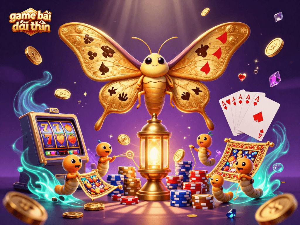 Experience thrilling game bài đổi thưởng with vibrant slots, golden coins, and dazzling jackpots.