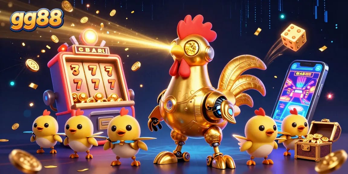 Experience thrilling adventures at gg88 with a vibrant 3D casino scene illustrating exciting jackpots and games.