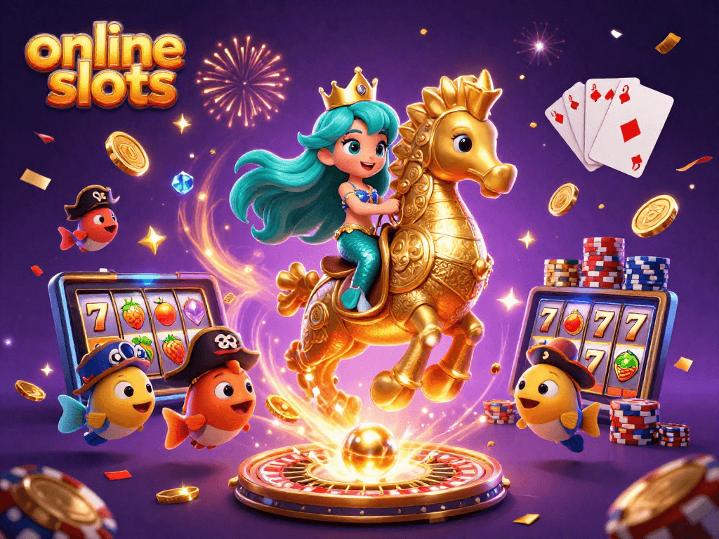Engage with online slots as the mermaid princess celebrates with riches and colorful game elements.