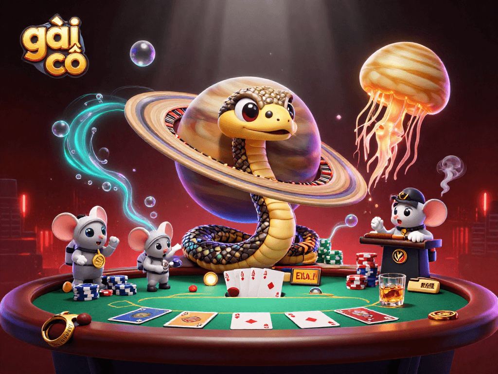 Experience thrilling action at the casino with gái gọi while placing bets amidst vibrant cosmic characters.