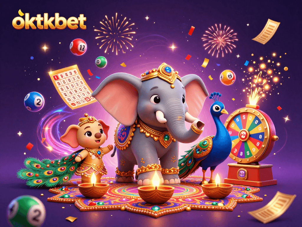 Engage in exciting lottery action with oktkbet amid dynamic lottery balls and vibrant elements.