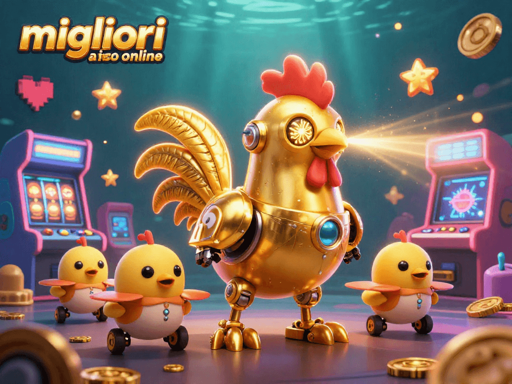 I migliori casino online offrono esperienze entusiasmanti con l'illustrazione di un robot gallo d'oro.