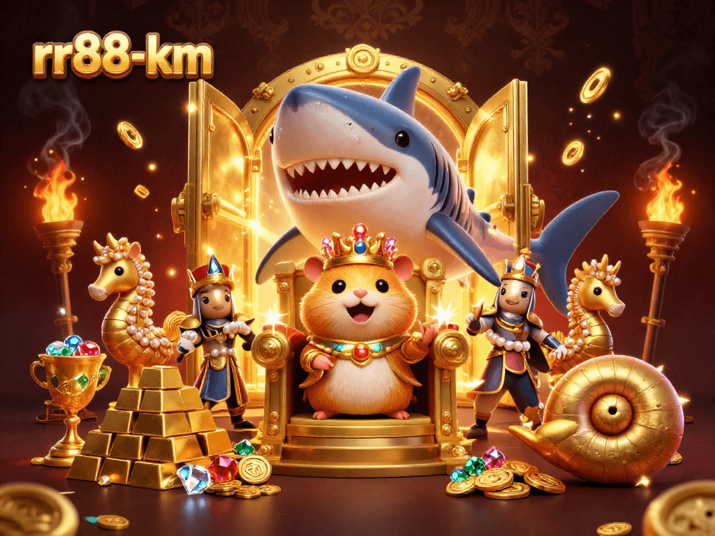Experience exciting gameplay at rr88-km with a vibrant golden treasure scene featuring a hamster king and jewels.