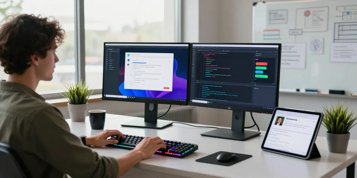 AI chat nsfw development scene with programmer coding in an innovative workspace.