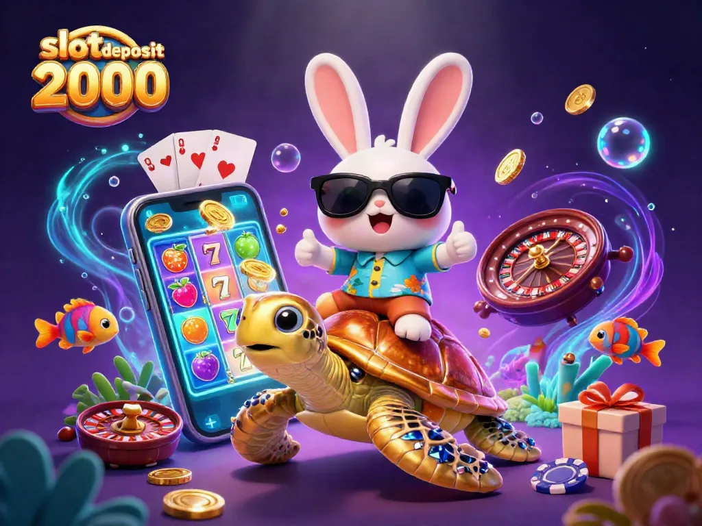 Experience luck and excitement with slot deposit 2000 in a vibrant 3D casino illustration.