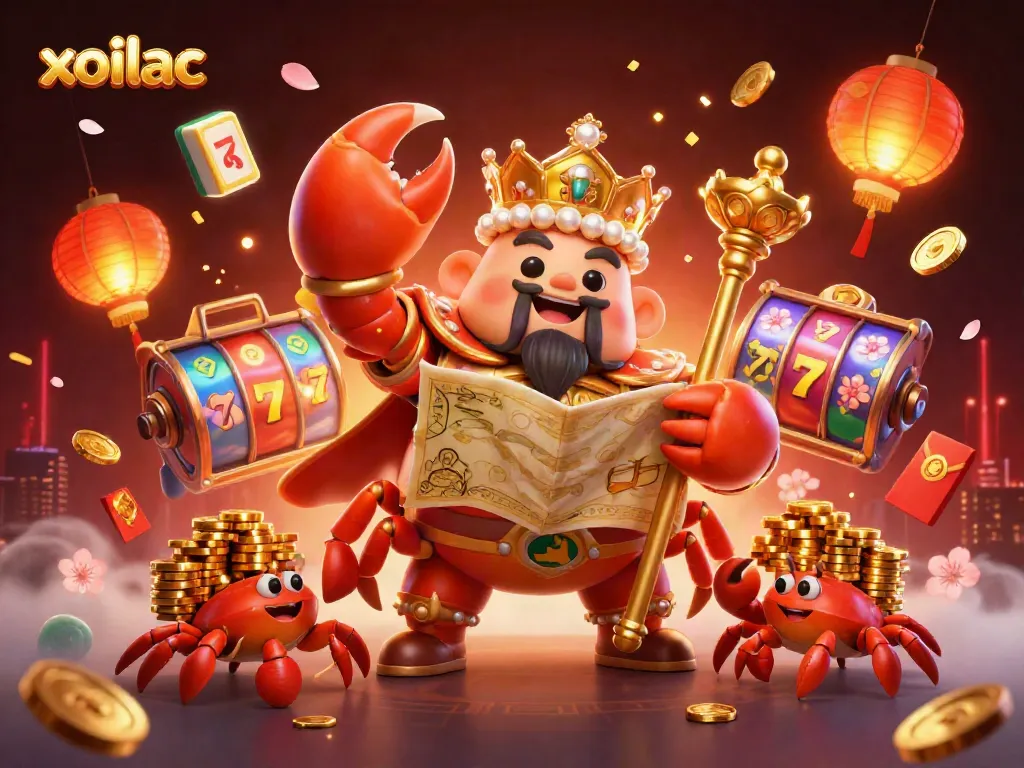 Experience the vibrant excitement of gaming with xoilac's captivating golden crab emperor and dynamic casino elements.