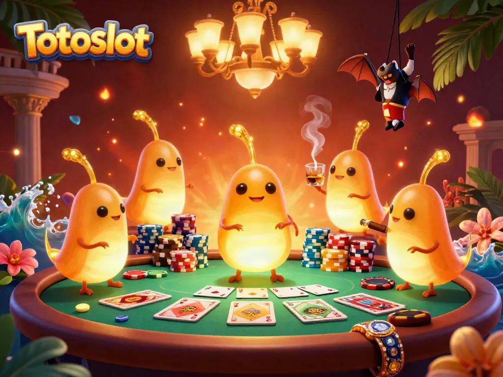 Menangkan slot Totoslot dengan suasana kasino ceria dipenuhi cahaya gemerlap.