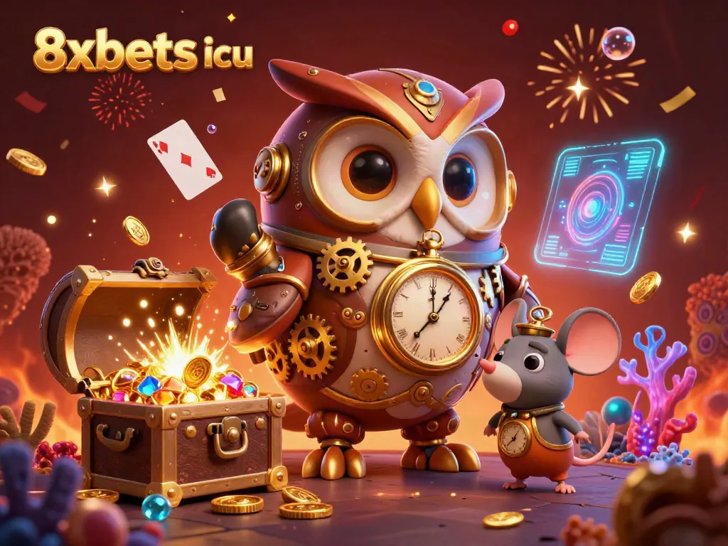 Engage in thrilling adventures with the 8xbets icu owl and mouse in a dynamic casino scene.