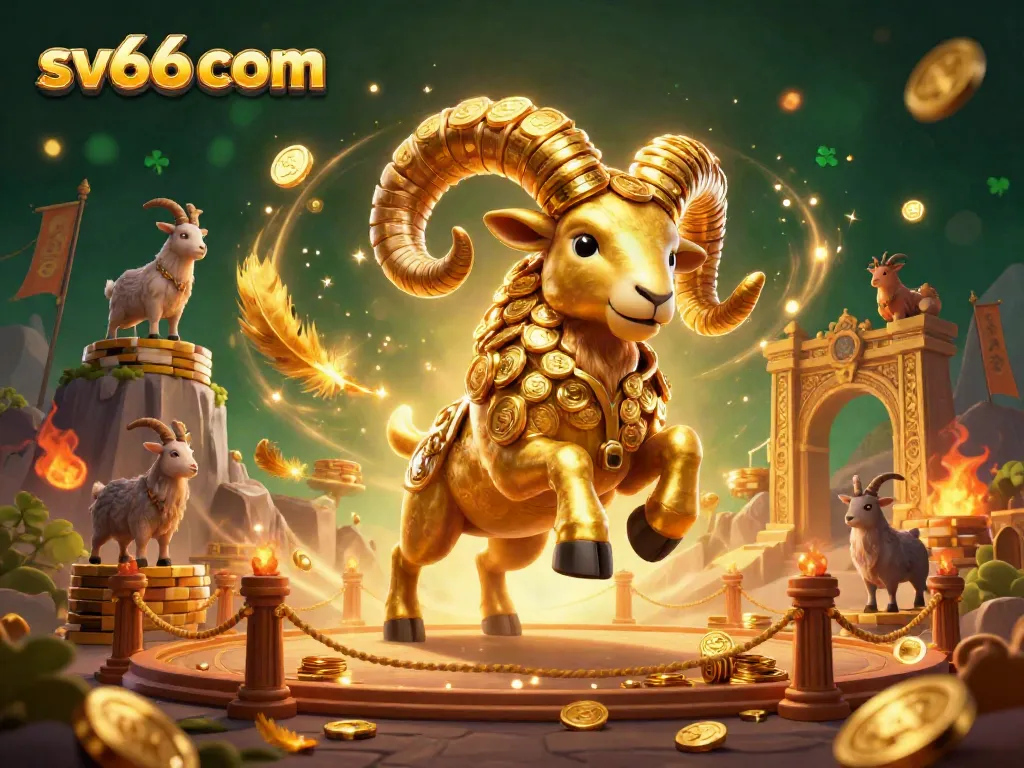 Engage in thrilling gameplay at sv66 com with an energetic scene featuring a golden ram charging through a casino gate!