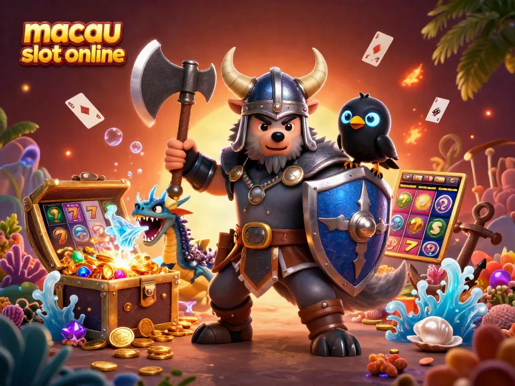 Menangkan jackpot dengan permainan macau slot online dalam ilustrasi penuh warna.