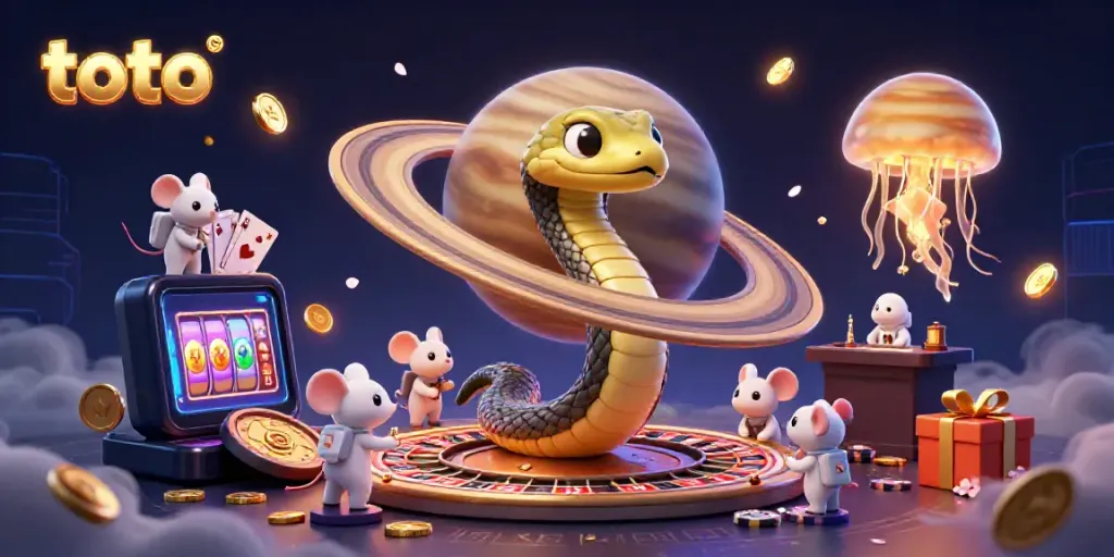 Experience the thrilling toto casino scene with a cosmic roulette wheel spinning as astronaut mice bet.
