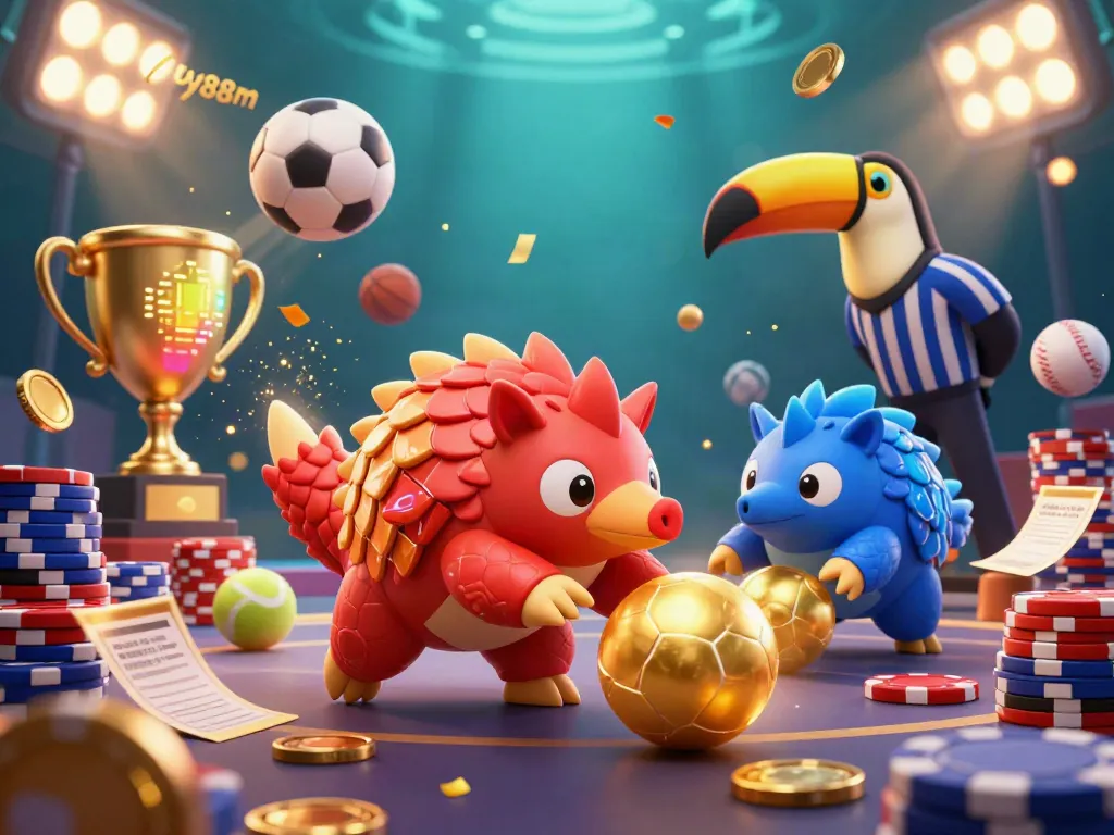 uy88m pangolins compete in a gold-filled casino scene with dynamic betting action and sports elements