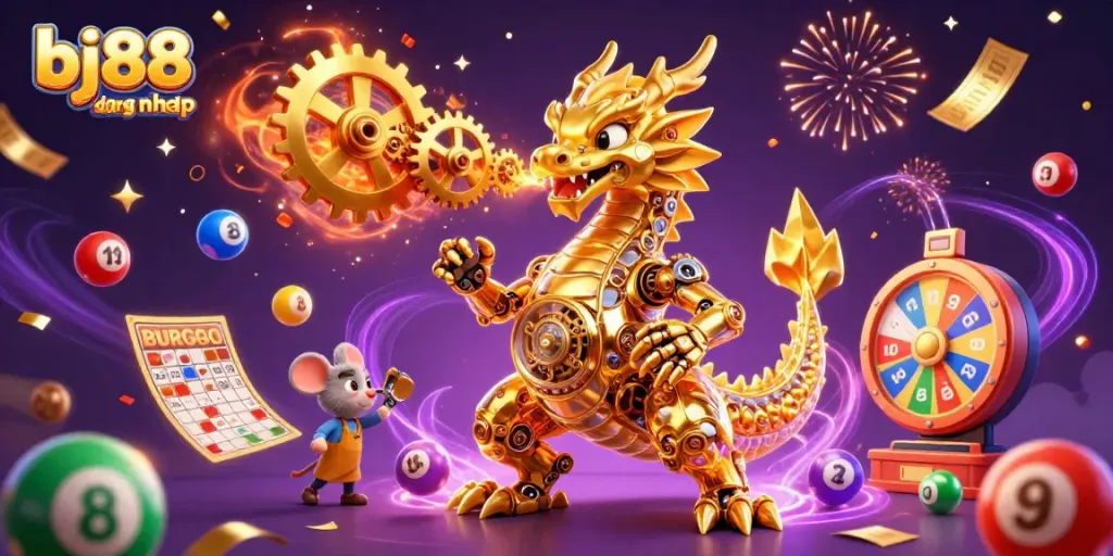 Experience the thrill of bj88 dang nhap with a vibrant dragon and dynamic casino elements.