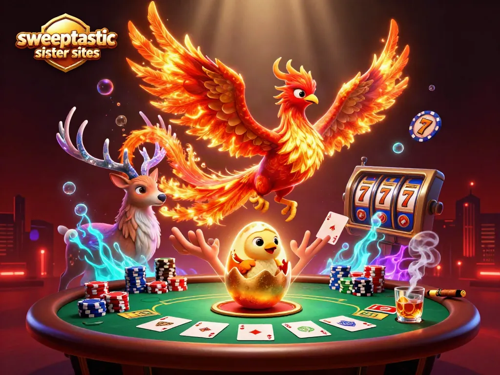 Experience the excitement of sweeptastic sister sites with vibrant casino elements in action.