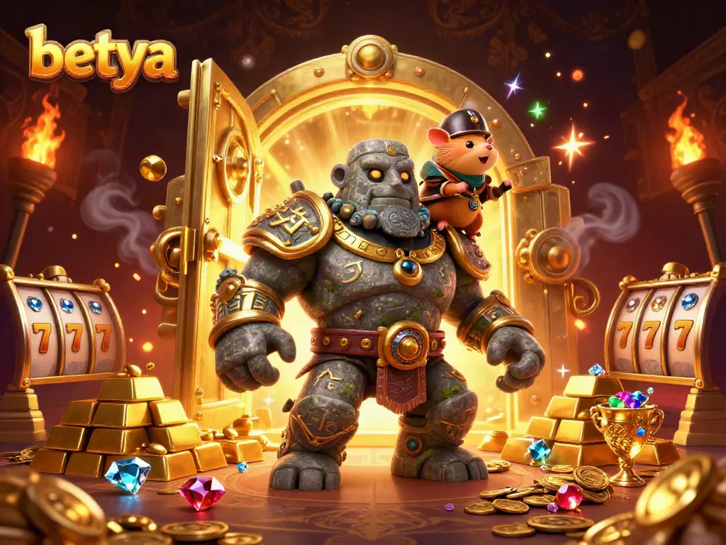 Spin the reels at Betya with magical characters in an enchanting 3D casino illustration.