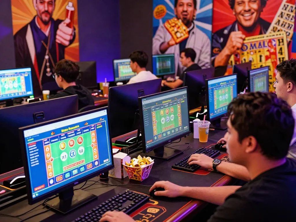 Situs hargatoto online lottery game with players enjoying a lively atmosphere.