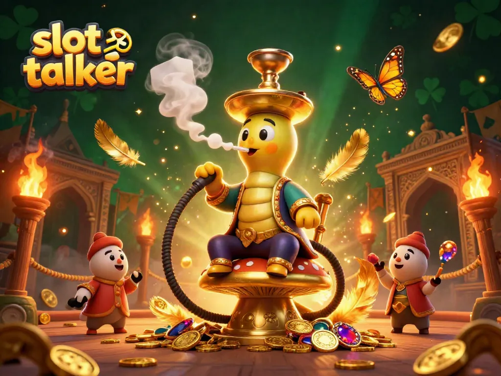 Experience engaging slot games with Slot Talker's vibrant 3D casino scene, featuring a unique caterpillar character.