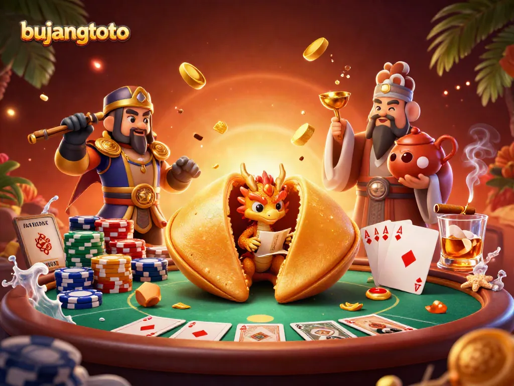 Experience the thrilling world of bujangtoto with a vibrant 3D casino illustration featuring exciting game elements.