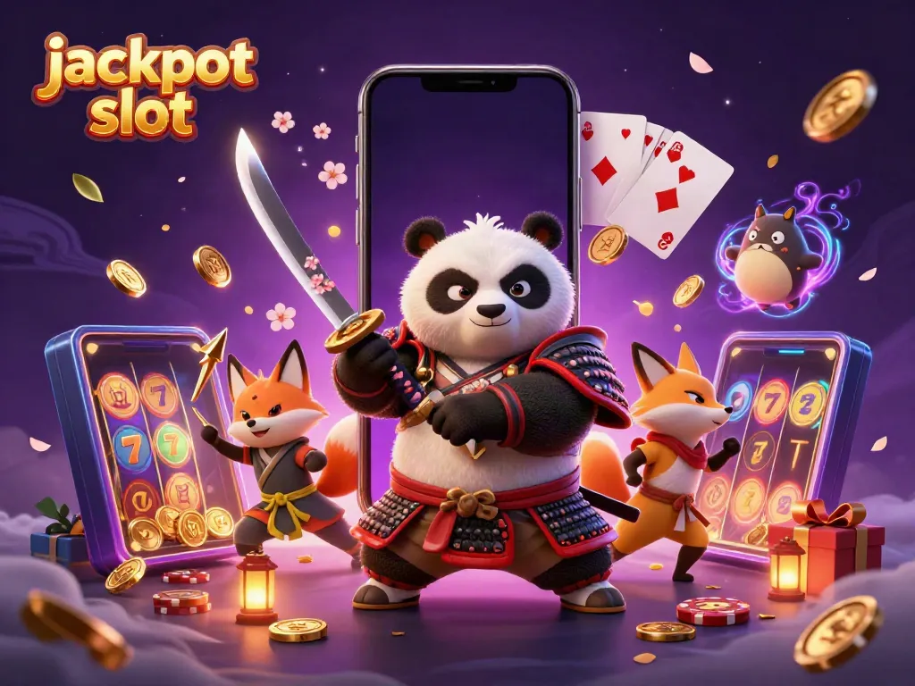Experience thrilling jackpots at vibrant jackpot slot games with animated samurai and ninja characters.