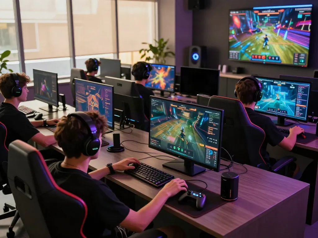 Players enjoying an immersive gaming experience on batman138 platform in a vibrant, modern lounge.