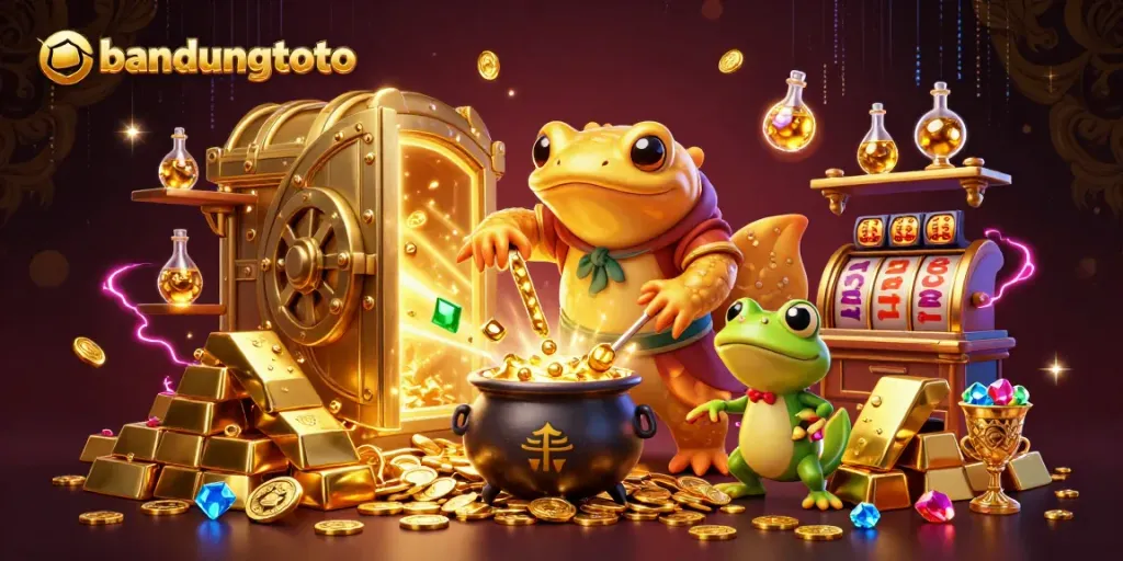 Experience the thrilling action of bandungtoto with golden treasures and vibrant slot reels.