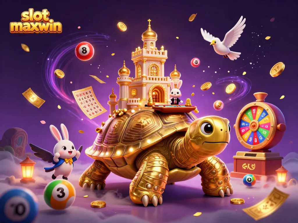 Experience big wins with slot maxwin, featuring a colorful 3D casino scene filled with excitement and gaming elements.
