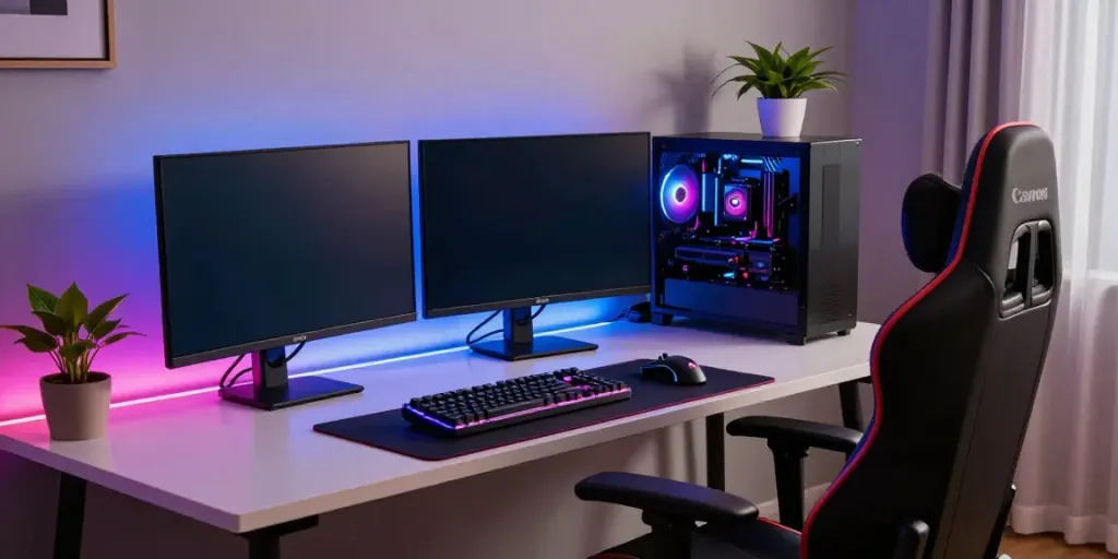 luxury333 premium gaming setup with vibrant display and modern décor