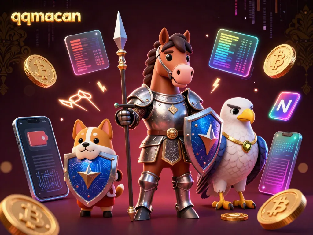 Experience thrilling gameplay with qqmacan as a knight, squire, and falcon in a vibrant casino scene.
