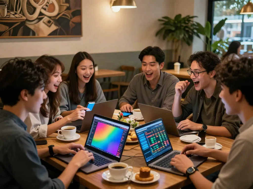 Diskusi seru tentang ratutogel di kafe dengan orang-orang berbagi strategi dan pengalaman.