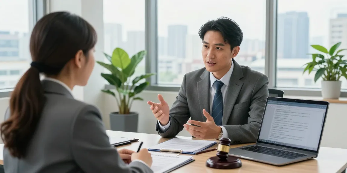 Personal injury attorney California discussing case details with a client in a modern office.