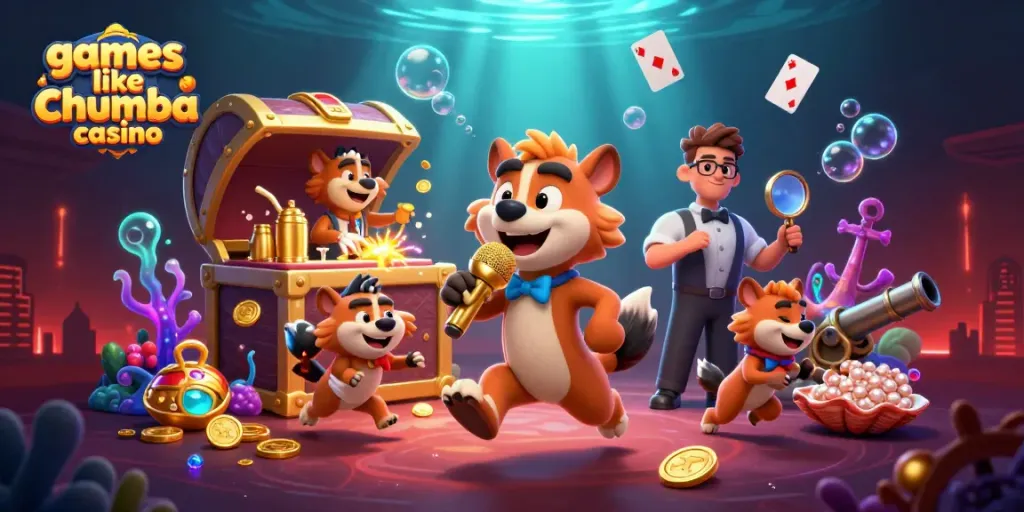 Experience games like Chumba Casino with hyenas in a lively casino club scene.