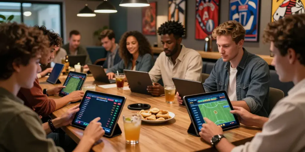 Dynamic WWBOLA betting scene showing diverse users analyzing odds and sharing insights.