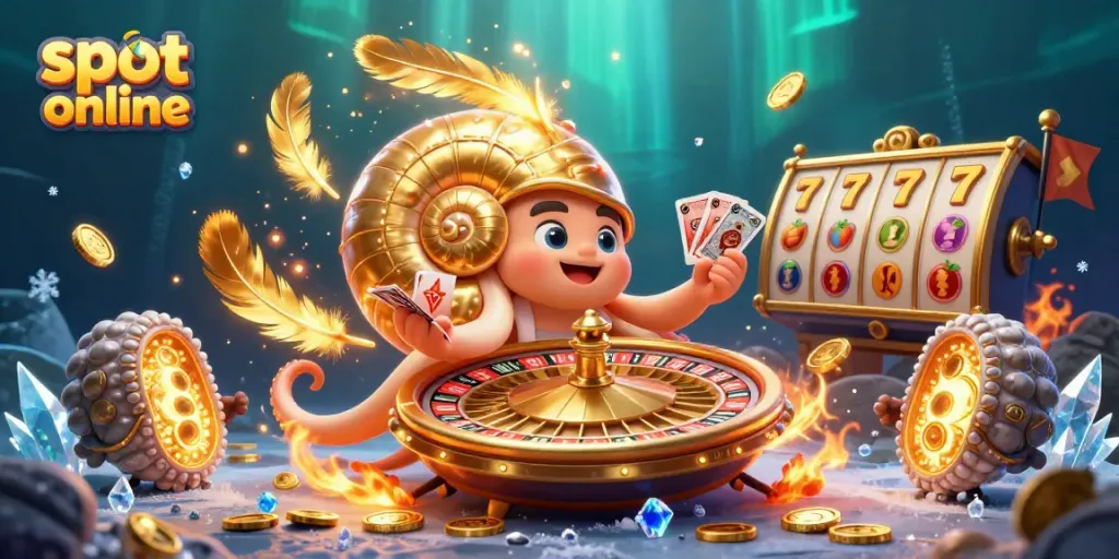 Spin the reels on captivating slot online games with a vibrant nautilus at its center.
