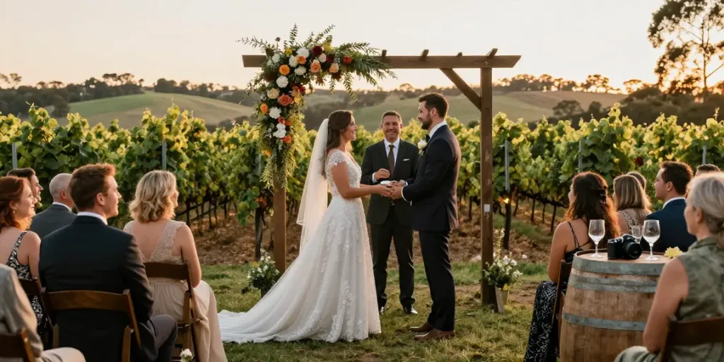Authentic wedding photographers Hunter Valley NSW capturing heartfelt moments of a couple exchanging vows.