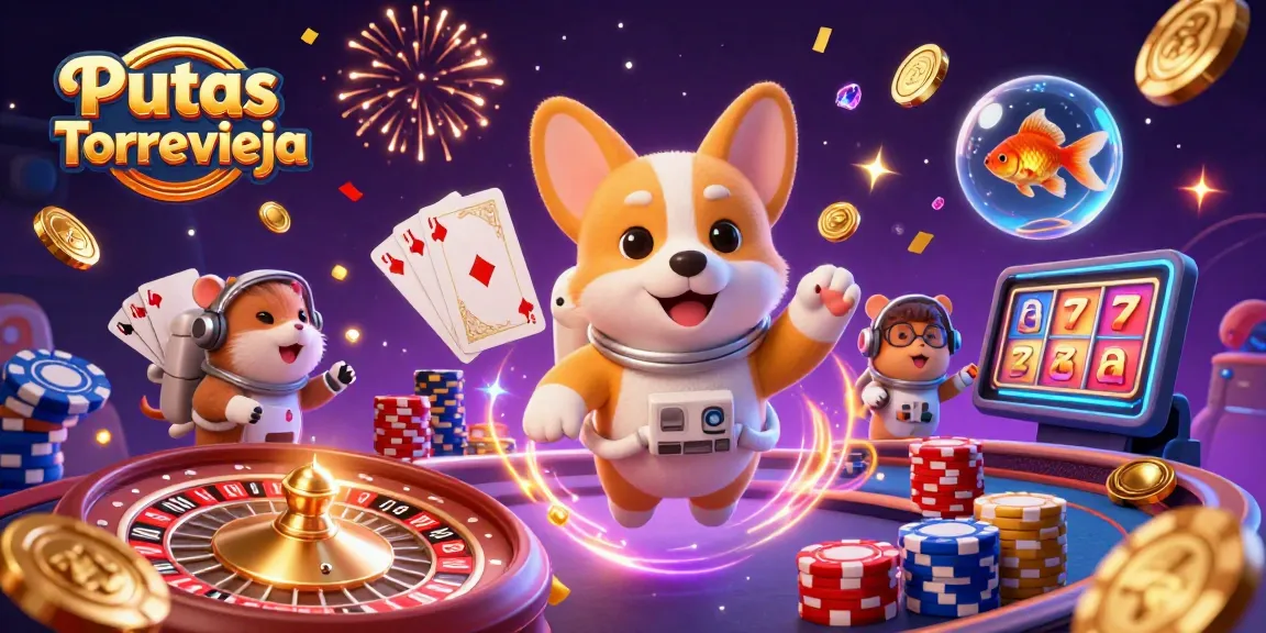 Engage with Putas Torrevieja in a vibrant casino, experiencing floating chips and thrilling games.