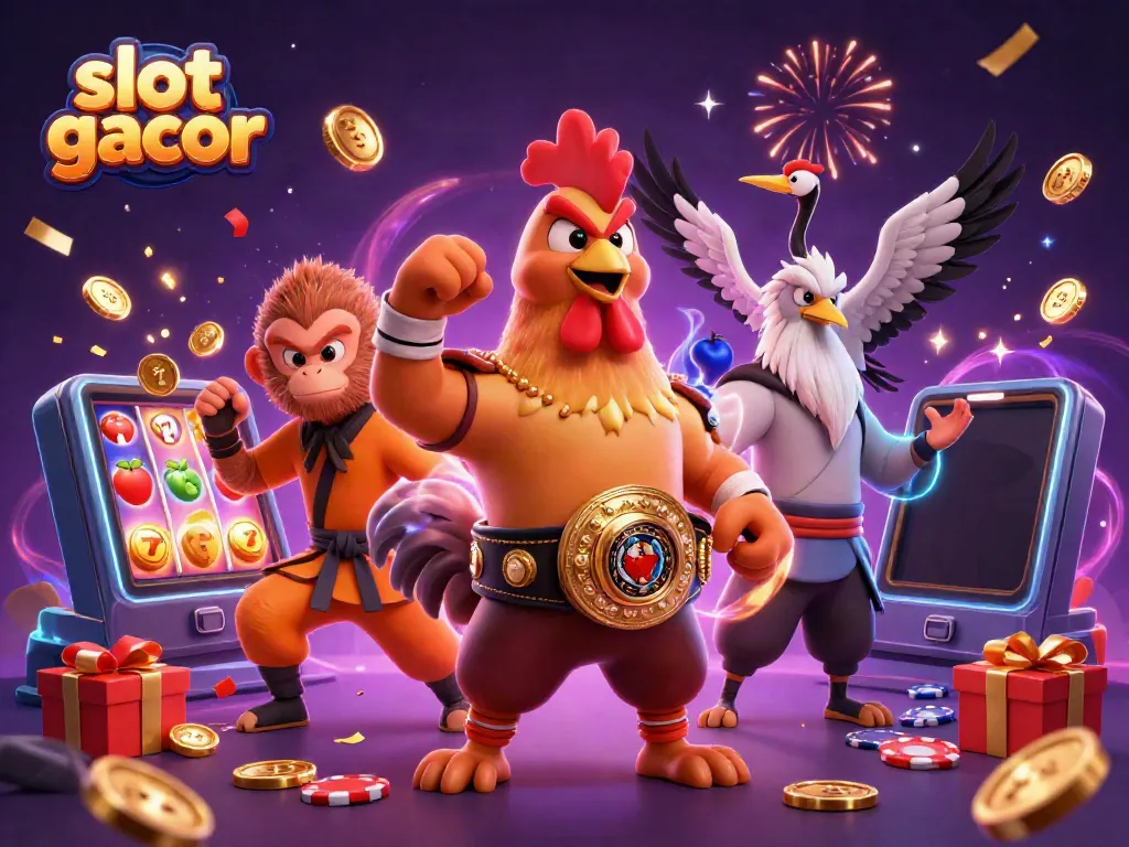 Engage in thrilling slot gacor action with vibrant characters and dynamic casino elements.