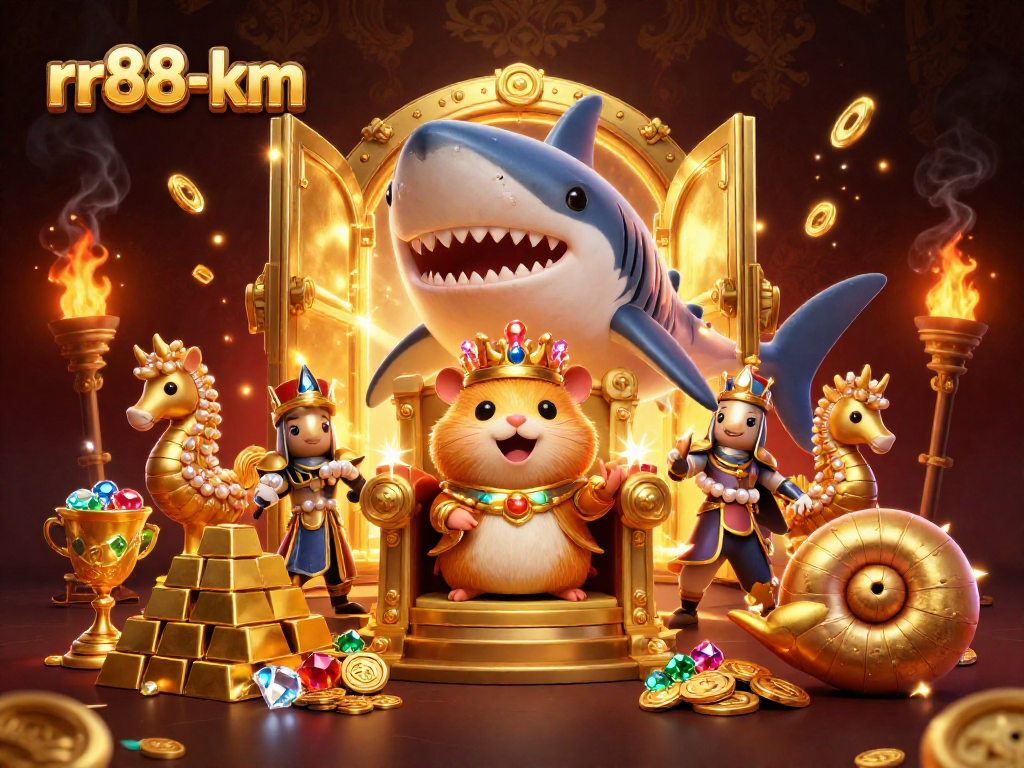 Experience exciting gameplay at rr88-km with a vibrant golden treasure scene featuring a hamster king and jewels.
